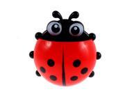 Bathroom Plastic Ladybird Design Suction Cup Toothbrush Toothpaste Holder Red