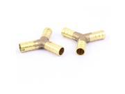 Brass Y Shape 3 Way 10mm Barb Gas Water Tube Hose Fitting Connector Joiner 2Pcs
