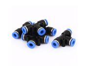 5 Pcs PE6 T Shaped 3 Way 6mm to 6mm Air Pneumatic Quick Fitting Coupler