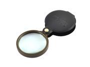 Leather Cover Plastic Frame 6.4cm Lens Handheld Magnifying Glass Magnifier 5X