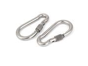 304 Stainless Steel Screw Lock Type Carabiner Hook 10mm Thickness 2pcs
