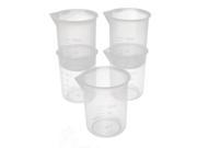 Unique Bargains Home Lab 50ml Clear Plastic Measuring Cups Graduated Beaker 5pcs