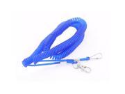 Unique Bargains Fishing Rod Dual Clasps Elastic Spiral Coiled Lanyard Cord Dark Blue 5M 16Ft
