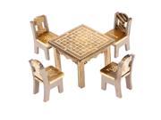 Home Office Wooden Desktop Decor Chinese Chess Printed Craft Table Chair Set