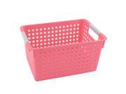 Family Office Plastic Rectangle Design Storage Box Basket Holder Organizer Pink