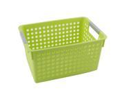 Unique Bargains Family Office Plastic Rectangle Design Storage Box Basket Holder Organizer Green
