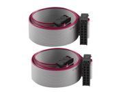 2 Pcs 30cm IDC 14Pin Hard Drive Extension Wire Flat Ribbon Cable for Motherboard