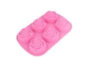 Kitchen Rubber Rose Shape DIY Biscuit Ice Cube Cake Chocolate Pan Mold Pink