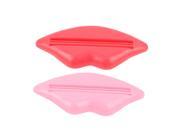 2pcs Red Pink Plastic Lip Shape Frugal Toothpaste Extrusion Device Gels Squeezer