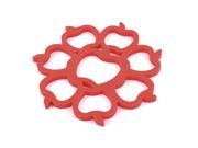Household Silicone Apple Style Nonslip Two Way Hot Pot Heat Resistant Mat Red