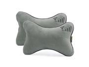 Unique Bargains 2 Pcs Memory Foam Neck Pillow Car Travel Seat Head Support Cushion Pad Gray