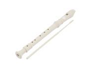 Portable Plastic 6 Holes Flute Soprano Recorder w Cleaning Rod Beige