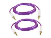 Unique Bargains 2pcs Purple 3.5mm M M Plug Stereo Audio Extension Cable 3.6Ft 1.1M
