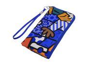 Colorful Printed Zipper Closure Mobile Phone Pouch Bag w Hand Strap