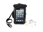 Unique Bargains Neck Lanyard Armband Ear Pad 4 in 1 Black Waterproof Bag Black for iPhone 5 5G
