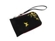Unique Bargains Yellow Butterfly Red Side Hem Blk Holder for Mobile Phone