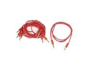 Unique Bargains 5 Pcs 104cm 3.4Ft 3.5mm Male to Male Stereo Audio AUX Cable Red for Speaker