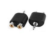 Unique Bargains 2 x 2 RCA Female to 3.5mm Stereo Male Adapter Splitter Black