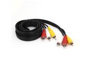 Unique Bargains Triple RCA Male Plug M M Audio Video AV Cable Cord Black 1.5M 5ft