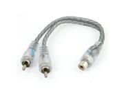 Unique Bargains Female RCA Plug to 2 Male RCA Jacks Y Shaped Adapter Splitter Cable Gray Clear