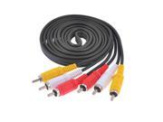 Unique Bargains 1.8m Silver Tone Plated Plug 3 RCA to 3 Male RCA AV Cable Cord