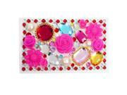 Mobile Phone Faux Crystal Hearts Fuchsia Floral Decor 3D Seal Sticker 10cm x 6cm