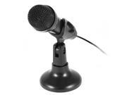 Unique Bargains Studio Speech 3.5mm Plug KTV Microphone Mic Black w Stand Holder