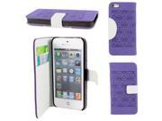 Unique Bargains Purple Black Faux Leather Magnetic Flip Case Cover Protector for iPhone 5 5G 5th