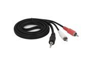 3.5mm Jack to 2 RCA Male Adapter Audio Video AV Cable Black 1.5m