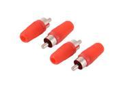 4pcs Red Plastic Head Straight RCA Male Plug Audio Coaxial Coax Cable Connector