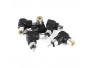 Unique Bargains 5 Pcs Male Plug to Female Jack RCA Right Angle Connector Audio Video M F Adapter
