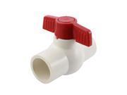 Unique Bargains Replacement 32mm x 32mm Slip White Plumbing PVC Ball Valve w Red T Handle