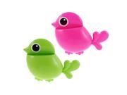 Plastic Bird Shape Suction Cup Toothbrush Toothpaste Holder Fuchsia Green 2 Pcs