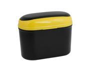 Unique Bargains Yellow Black Plastic Garbage Bin 2 Way Open Trash Can for Vehicles Car