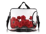 13 13.3 Laptop Red Rose Print Shoulder Sleeve Bag Carrying Case Cover w Handle