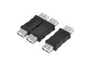 3 x USB 2.0 Type A Female to A Female Coupler Adapter Black Silver Tone