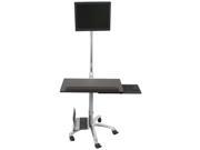 MonMount Mobile Rolling Workstation Computer PC Cart on Wheels w LCD Mount