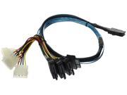 Monoprice 1m 28AWG Internal Mini SAS 36 Pin SFF 8087 Male to SAS 29 Pin Female and 4 Pin Power Cable Black 108190