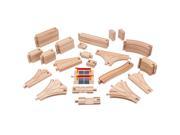 Playbees Wooden Train Track Toy Set 59 Pieces Compatible w Other Train Sets