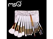 MSQ 15pcs Professional Makeup Brushes Set Soft Synthetic Hair Natural Wood Handle With PU Leather Case For Beauty fashion Tool