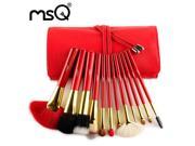 MSQ Best Quality Professional 12Pcs Goat Hair Wooden Handle Cosmetic Makeup Brush Set With Bag For Beauty