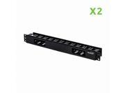 Navepoint 1U Horizontal 19 Inch Rack Mount Cable Management Raceway Duct Panel With Cover Black 2 Pack