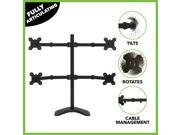 NavePoint Fully Adjustable Quad Monitor Mount Free Stand for 4 LCD LED screens up to 27