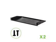NavePoint Cantilever Server Shelf Vented Shelves Rack Mount 19 1U Black 10 250mm deep Set of 2 Black