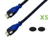 NavePoint HDMI 1.4 Male to Male Cable Black 30 Ft Woven Black 5 pack Blue