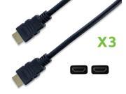 NavePoint HDMI 1.4 Male to Male Cable Black 15 Ft 3 pack Black