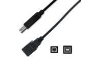 NavePoint USB 2.0 Type B Male to Type B Female Cable 15 Ft Black