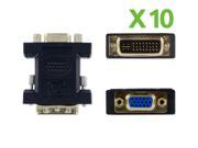 NavePoint DVI A Male to VGA HD15 Female Adapter Converter Changer 10 pack Black