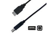NavePoint USB 2.0 Type B Male to Type A Female Cable 10 Ft Black