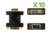 NavePoint DVI I Female to VGA HD15 Male Adapter Converter Changer 10 pack Black